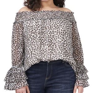 NWT off the shoulder animal print blouse